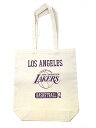  NBA公式キャンバストートバッグ ロサンゼルス・レイカーズ　キャンバス地　トートバッグ サイズ：M カラー：ナチュラル   メンズ レディース 兼用   Los Angeles Lakers SALE